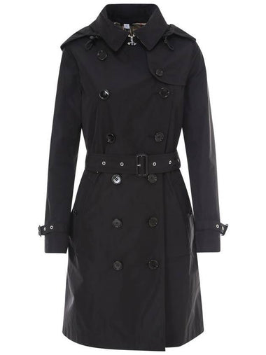 Detachable Hood Teffeta Kensington Trench Coat Black - BURBERRY - BALAAN 1