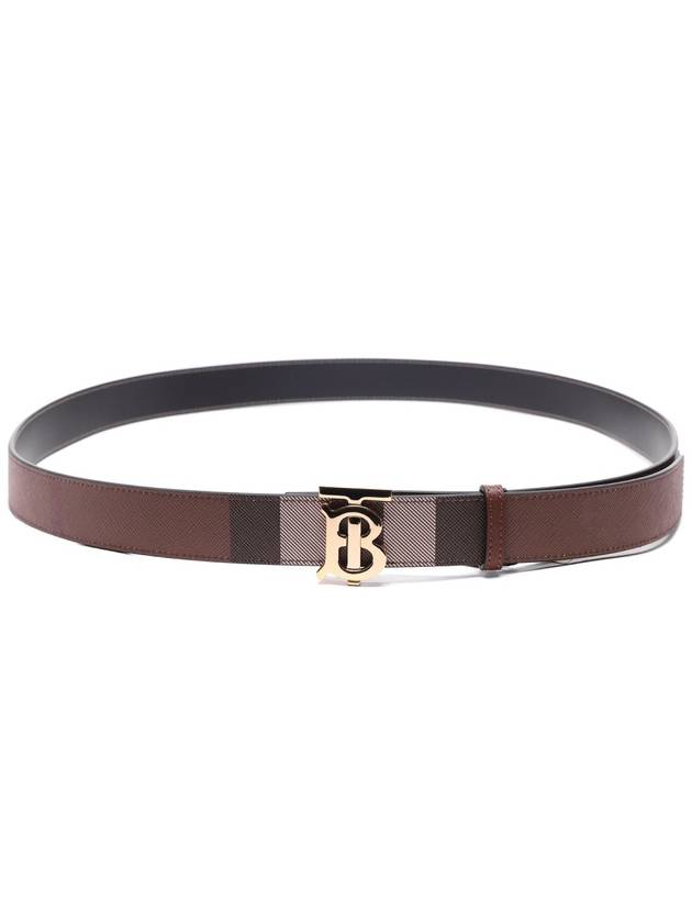 Reversible Checked Leather Belt Dark Birch Brown - BURBERRY - BALAAN 5