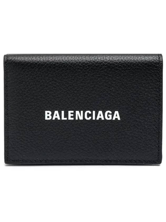 Logo Print Tri-Fold Half Wallet Black - BALENCIAGA - BALAAN 2