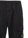 Stretch Cotton Wool Satin Straight Pants Black - STONE ISLAND - BALAAN 4