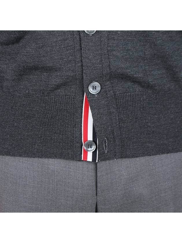 Men's Sustainable Classic Diagonal Wool Cardigan Dark Grey - THOM BROWNE - BALAAN 8