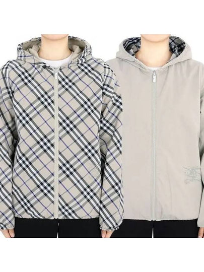 Reversible Check  Zip-Up Hoodie Ivory - BURBERRY - BALAAN 2