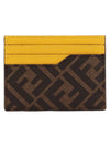 Roma Logo 3-Fold Card Wallet Brown Yellow - FENDI - BALAAN 3