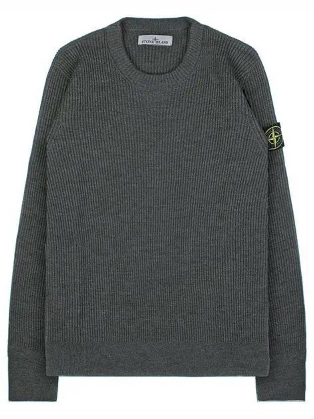 Crewneck Full Rib Wool Knit Top Dark Grey Melange - STONE ISLAND - BALAAN 2