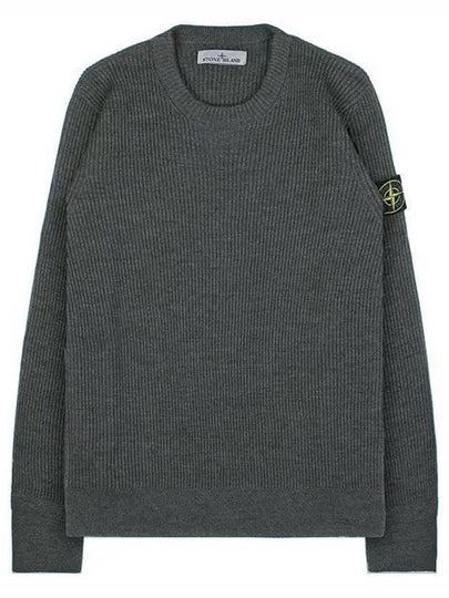 Crewneck Full Rib Wool Knit Top Dark Grey Melange - STONE ISLAND - BALAAN 2