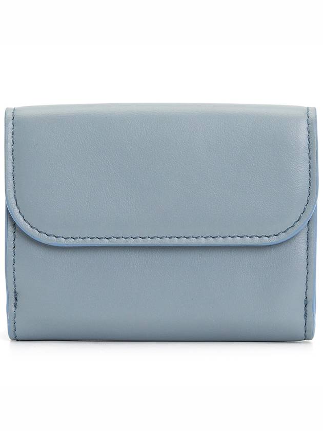 Embroidered Logo Leather Half Wallet Blue - CHLOE - BALAAN 3