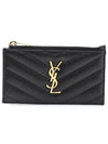 Monogram Fragment Zipper Card Wallet Black - SAINT LAURENT - BALAAN 3