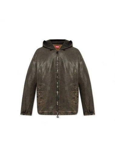 D-Wynny-S Track Hooded Jacket Brown - DIESEL - BALAAN 1