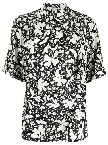 Stella McCartney Black Silk Foral Print Blouse, Brand Size 36 (US Size 2) - STELLA MCCARTNEY - BALAAN 1