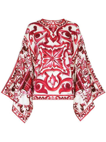 majolica print silk blouse F7U77THPABQ - DOLCE&GABBANA - BALAAN 1