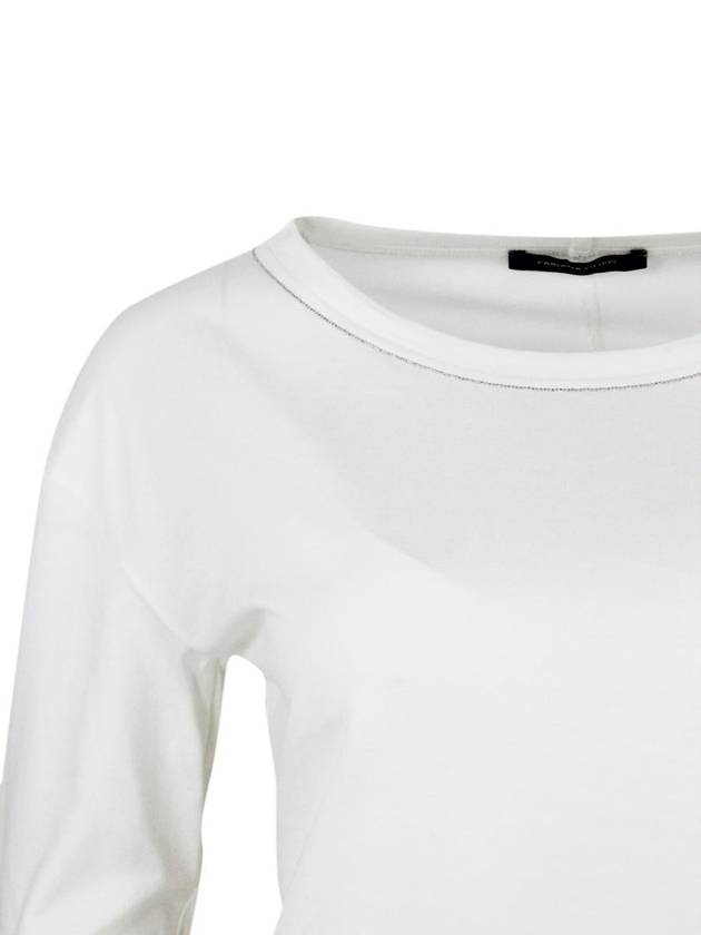 Lightweight Cotton Jersey Long Sleeve T-Shirt  White - FABIANA FILIPPI - BALAAN 5