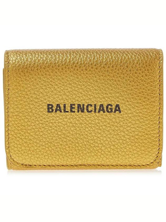 logo tri-fold card wallet gold - BALENCIAGA - BALAAN.