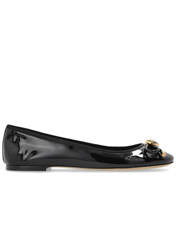 Versace Leather Ballet Flats, Women's, Black - VERSACE - BALAAN 1