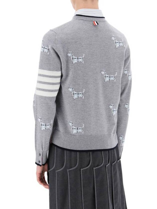 Hector Intarsia Crew Neck Knit Top Grey - THOM BROWNE - BALAAN 5