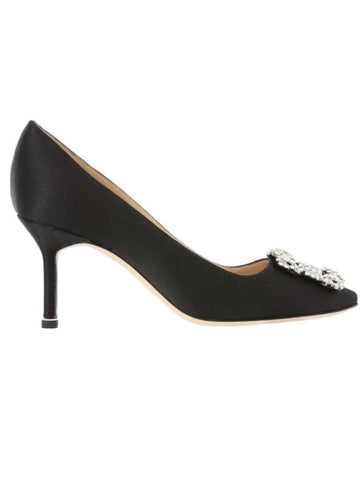 Hangisi Satin Jewel Pumps Heel 70mm Black - MANOLO BLAHNIK - BALAAN 1