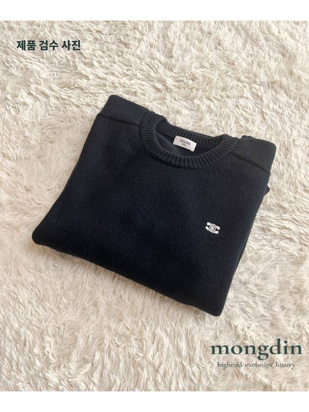 Triomphe crew neck wool cashmere knit top black - CELINE - BALAAN 5