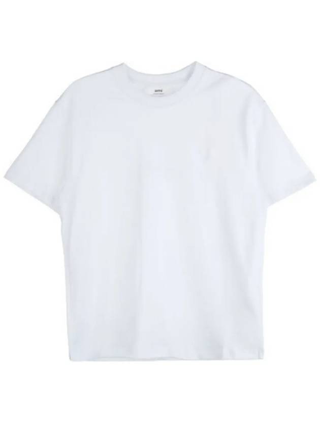 Big Heart Logo Oversized Short Sleeve T-Shirt White - AMI - BALAAN 2