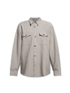 Chest Pocket Wool Shirt Jacket Grey - AMI - BALAAN 1