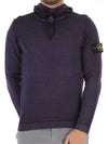 Men's Wapen Hooded Wool Knit Top Navy - STONE ISLAND - BALAAN 4