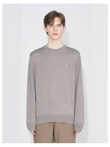 Men s Foxhead Patch Regular Round Neck Pullover Beige Melange Domestic Product - MAISON KITSUNE - BALAAN 1