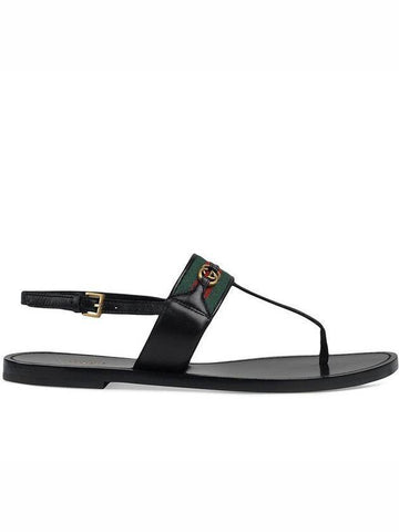 Web Interlocking GG Flip Flops Black - GUCCI - BALAAN.