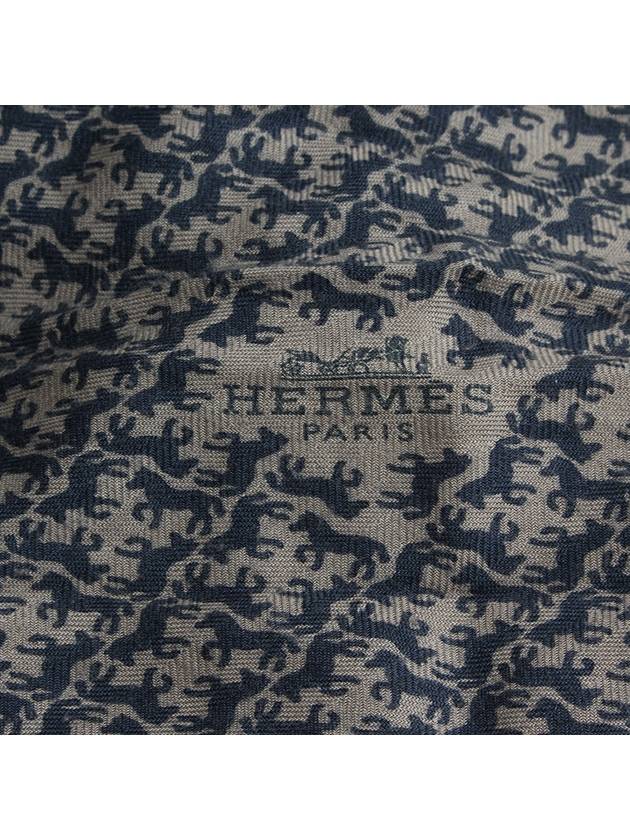 Wool cashmere horse pattern scarf - HERMES - BALAAN 4