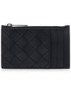 Intrecciato Zipped Card Case Black - BOTTEGA VENETA - BALAAN 2