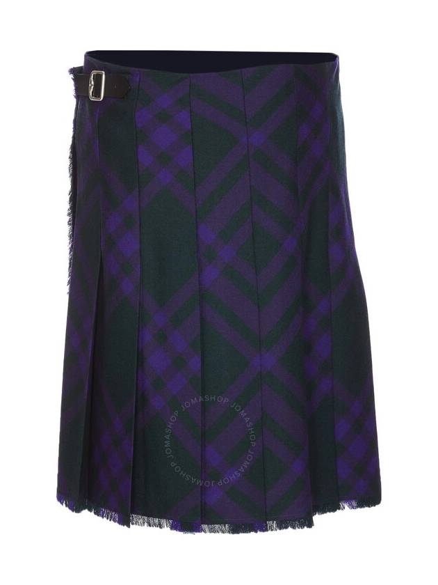 Vintage Check Wool A-Line Skirt Deep Royal - BURBERRY - BALAAN 3