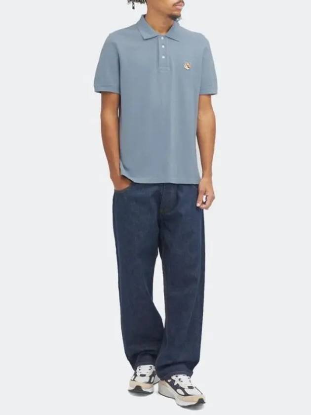 Fox Head Patch Cotton Polo Shirt Blue - MAISON KITSUNE - BALAAN 5