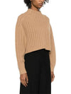 High Neck Back Button Crop Knit Top Brown - MAX MARA - BALAAN 3