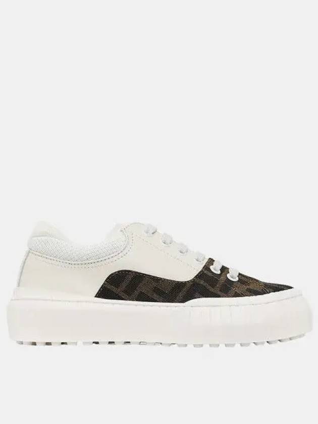 Kids Force Leather Low Top Sneakers White - FENDI - BALAAN 2