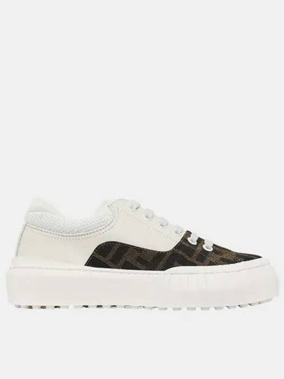 Kids Force Leather Low Top Sneakers White - FENDI - BALAAN 2