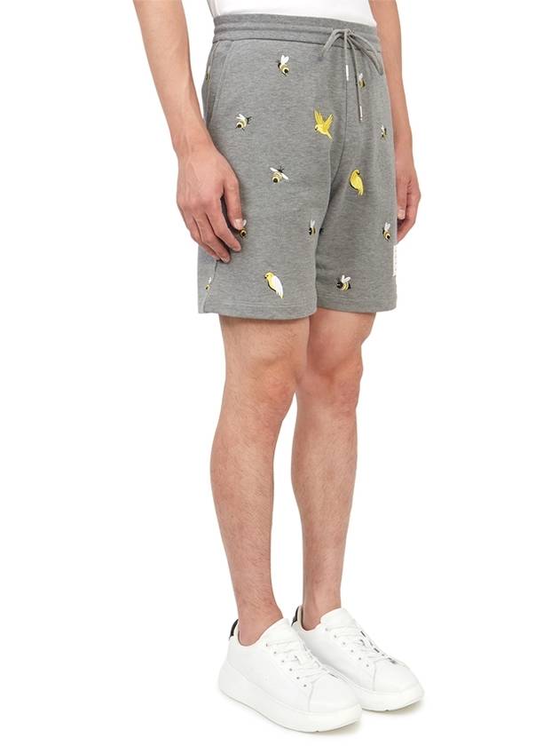 Bird Bee Embroidered Loopback Cotton Sweat Shorts Grey - THOM BROWNE - BALAAN 4