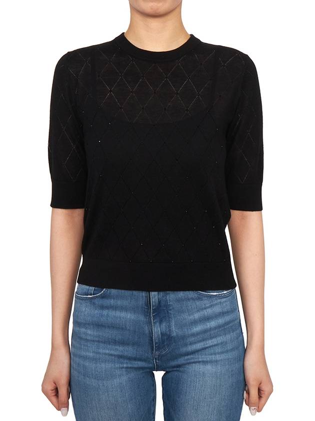 Patrick Short Sleeve Knit Top Black - MAX MARA - BALAAN 2