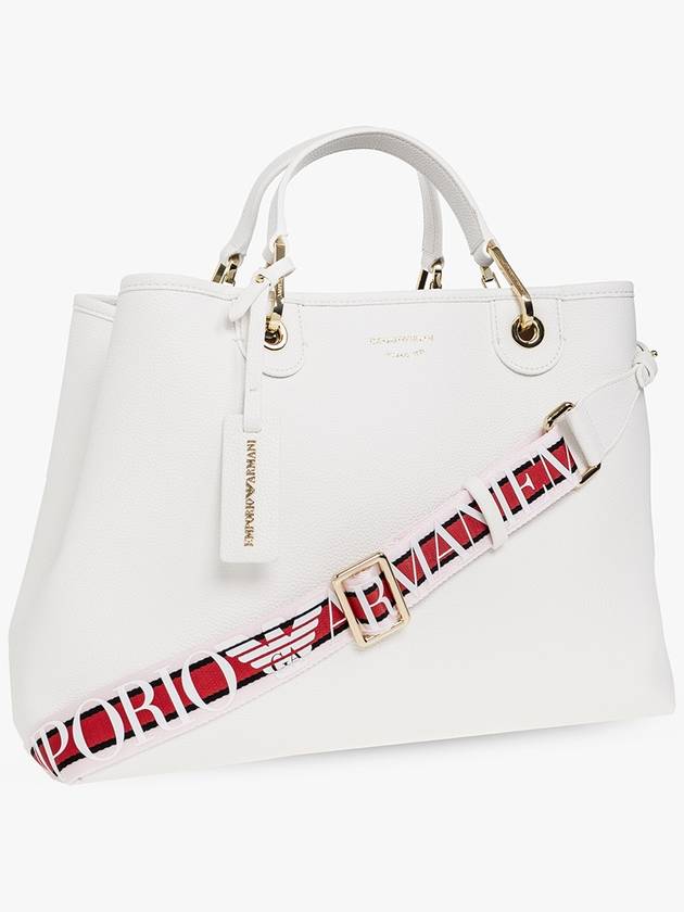 Women's Strap Logo Tote Bag White - EMPORIO ARMANI - BALAAN 5