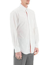 Men's Grosgrain Placket Solid Poplin Long Sleeve Shirt White - THOM BROWNE - BALAAN 3