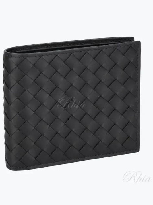 Men's Intrecciato Half Wallet Black - BOTTEGA VENETA - BALAAN 2