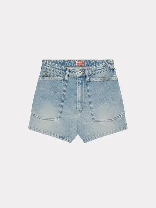 Women s Stone Washed Denim Short Pants FD52DS2246B3 DY - KENZO - BALAAN 3