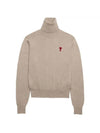 Heart Logo Wool Turtleneck Beige - AMI - BALAAN 1