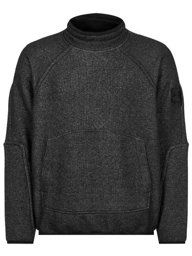 Logo Patch Mock Neck Sweatshirt Black - STONE ISLAND - BALAAN 2