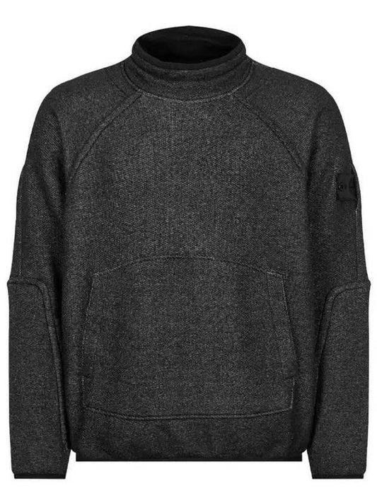 Logo Patch Mock Neck Sweatshirt Black - STONE ISLAND - BALAAN 2