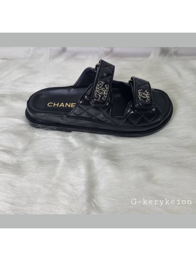 CC Logo Velcro Sandals Black - CHANEL - BALAAN 3