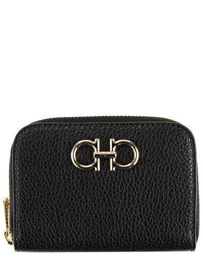 Women's Gancini Logo Zipper Card Wallet Black - SALVATORE FERRAGAMO - BALAAN 2