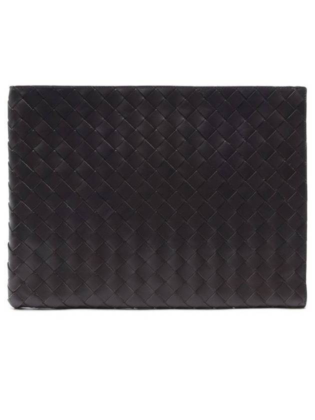 Intrecciato Half Zip Clutch Bag Black - BOTTEGA VENETA - BALAAN 1