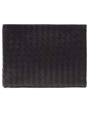 Intrecciato Half Zip Clutch Bag Black - BOTTEGA VENETA - BALAAN 1