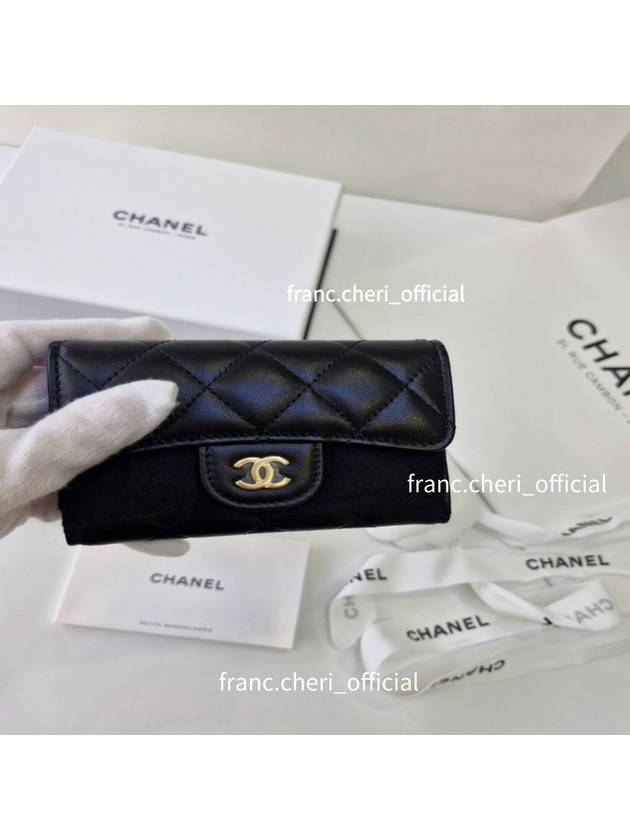 Classic Card Holder Lambskin Gold Black - CHANEL - BALAAN 4