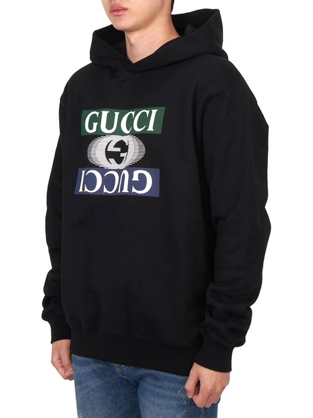 Interlocking G Shadow Print Cotton Jersey Hoodie Black - GUCCI - BALAAN 3