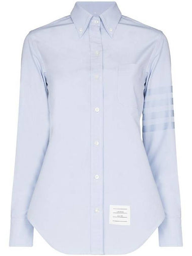 Diagonal Stripe Satin Weave Supima Oxford Shirt Light Blue - THOM BROWNE - BALAAN 1