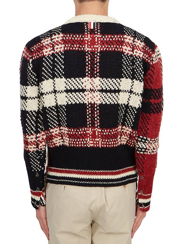 Tartan Check Jacquard Wool Mohair Knit Top Red Beige - THOM BROWNE - BALAAN 5