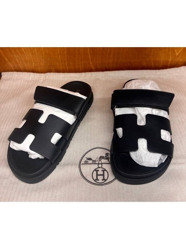 Chypre Calfskin Sandals Black - HERMES - BALAAN 3